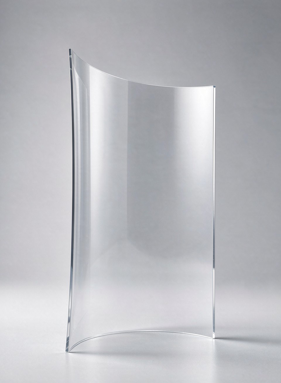 Rigid hardened PET film sheet standing upright