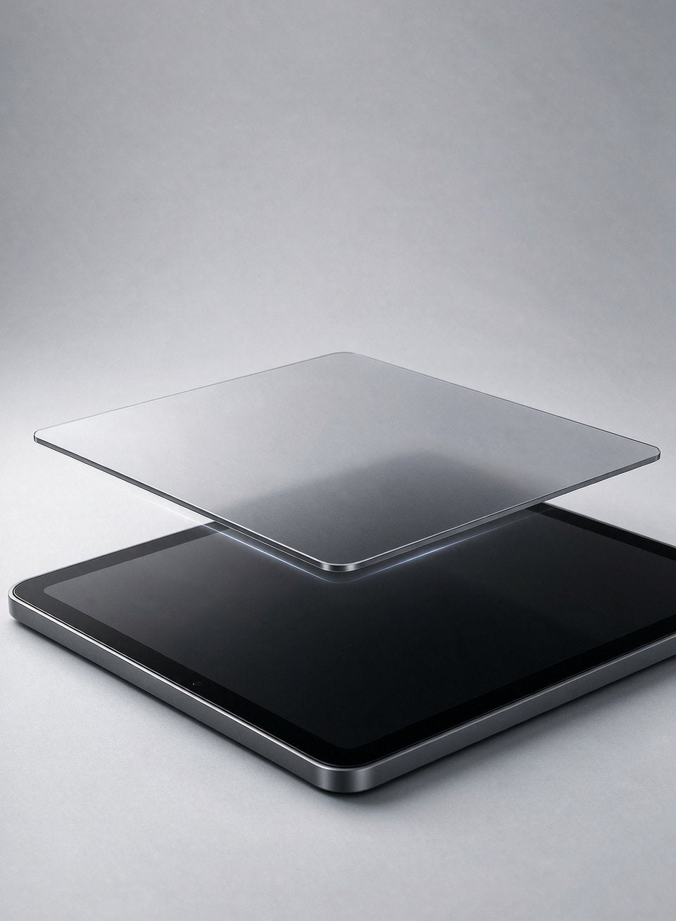 Large format film floating above a tablet