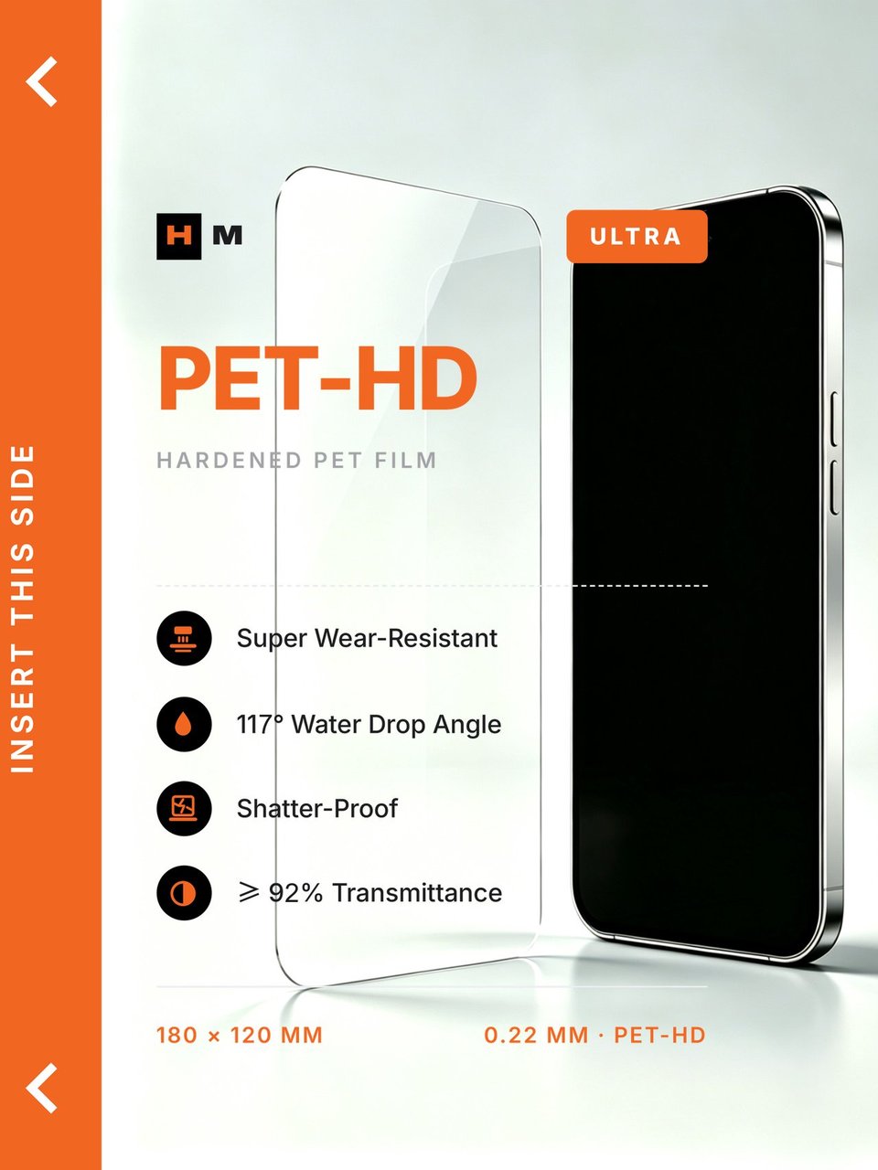 PET ULTRA film print · Ultra-wear & slick · COF 0.063