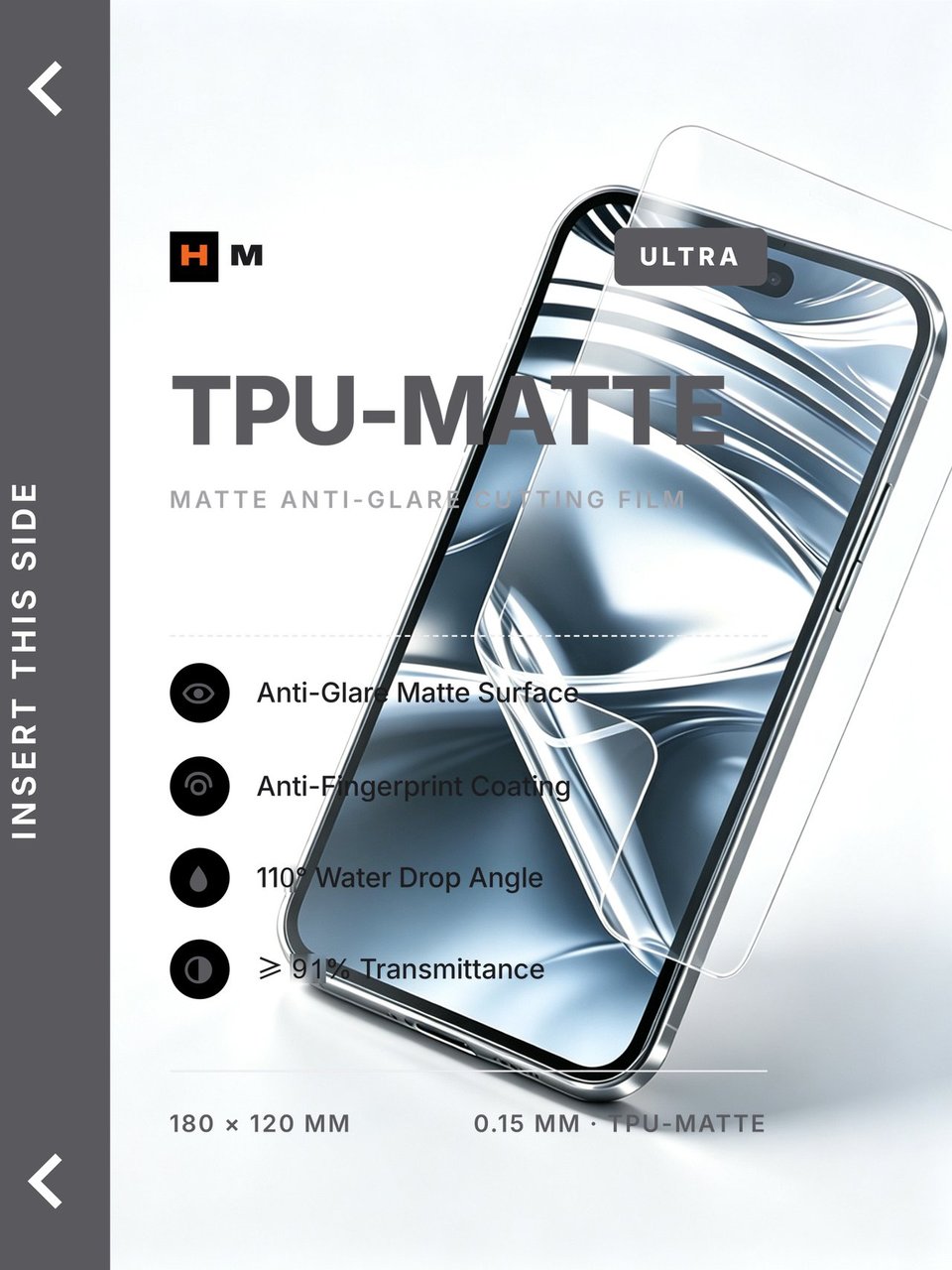 TPU ULTRA film print · TA35128AG · Ultra-slick matte · COF 0.099